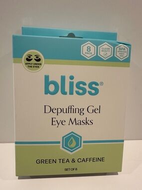 Bliss Brightening 8 Pairs Depuffing Gel Eye Mask with Green Tea & Caffeine.